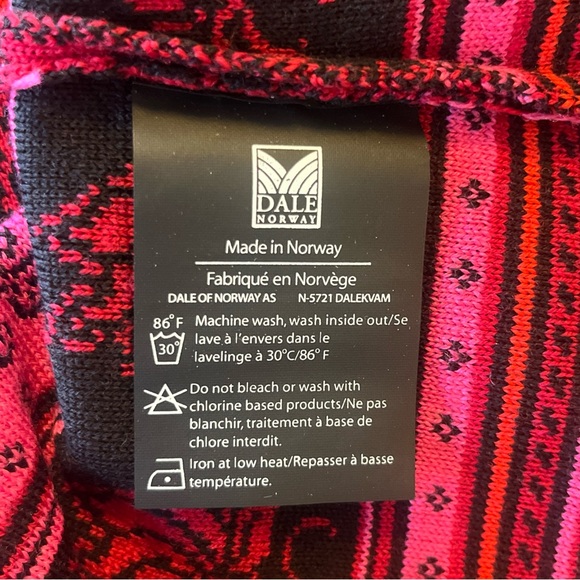 Dale of Norway 100% Wool Red/Black/Pink Peonia Cardigan/Sweater Women’s Sz Large - Picture 13 of 16